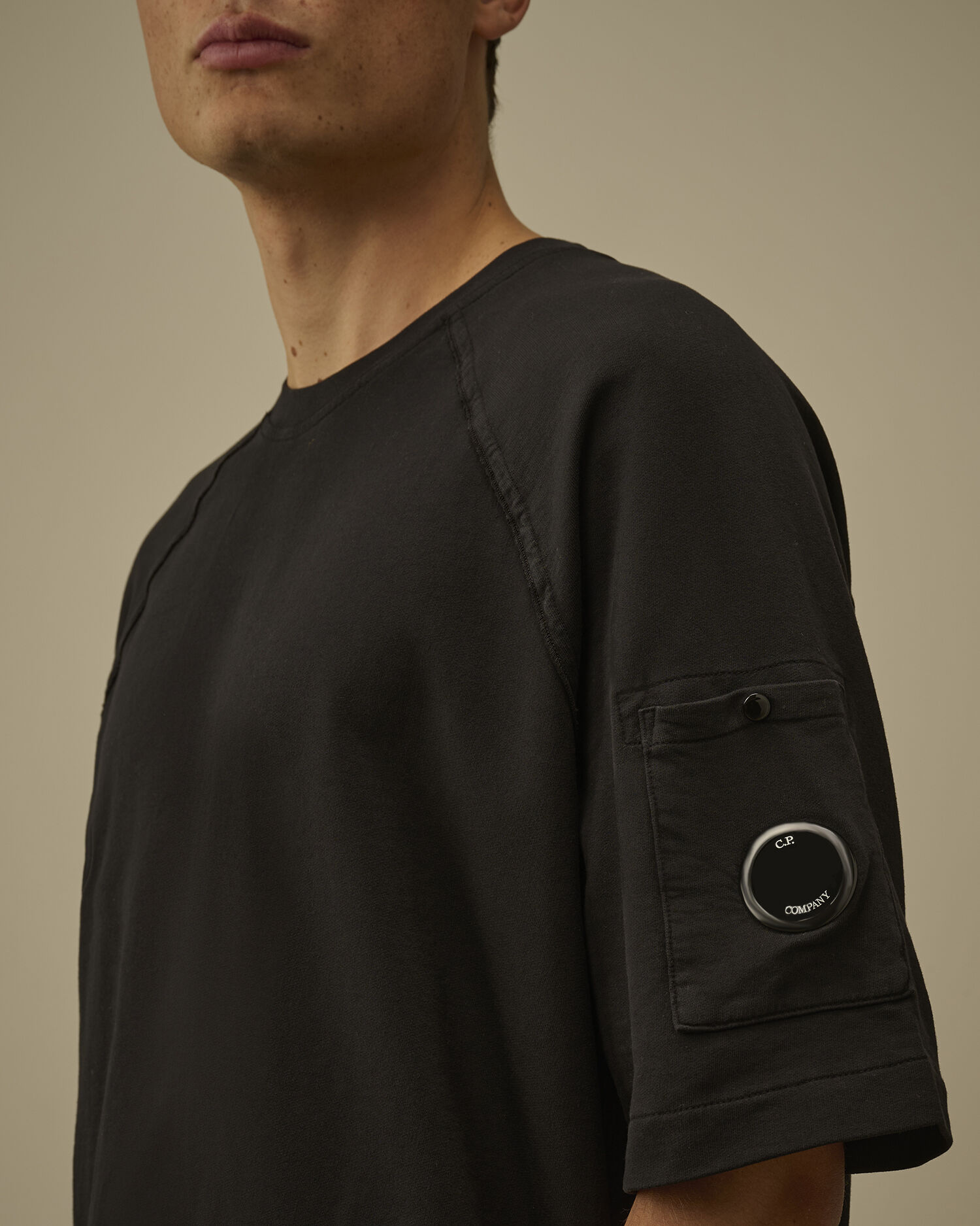 C.P. Company - T-shirt Light Fleece Short Sleeve Sweatshirt Black