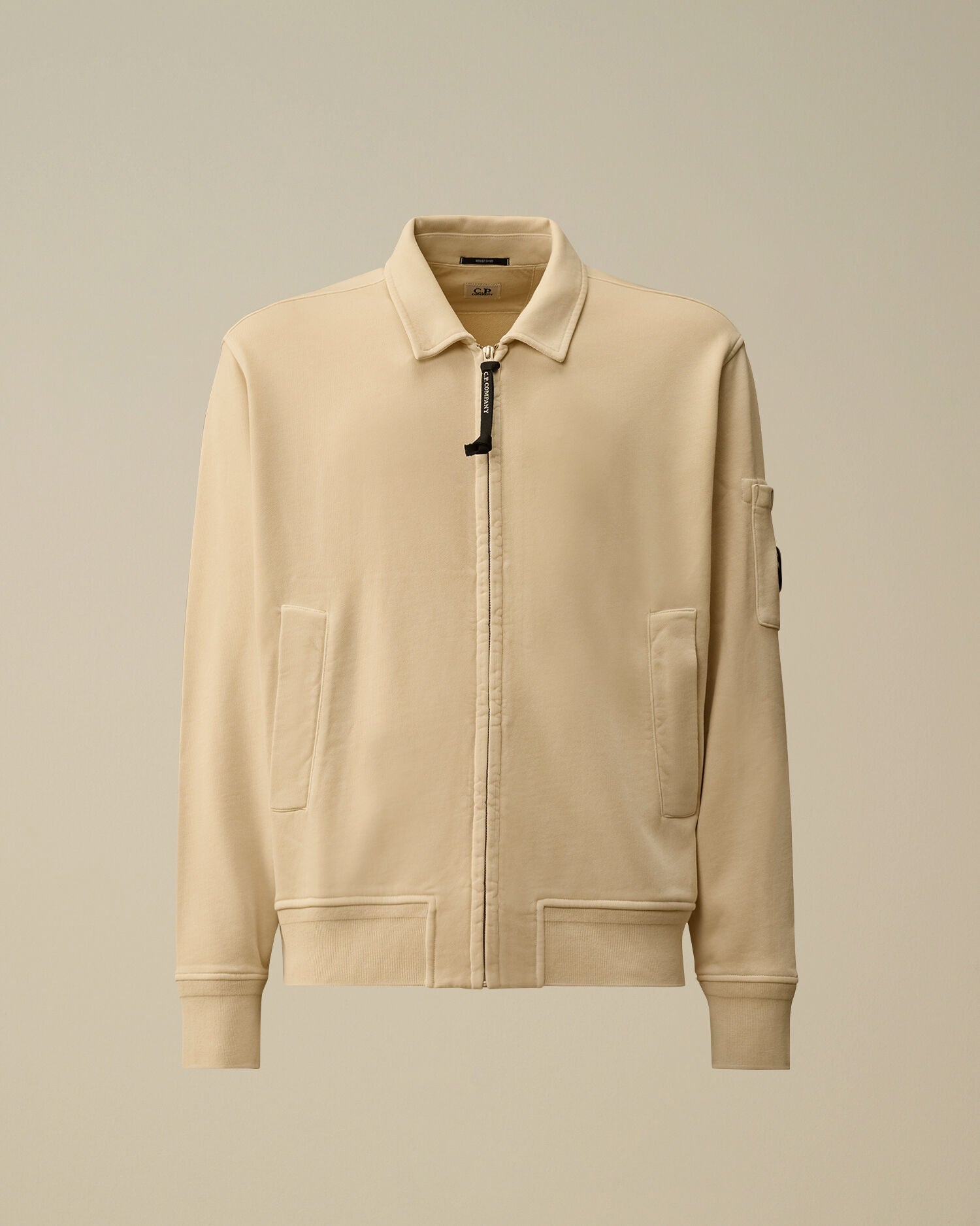 C.P. Company - Sweat zippé avec col Cotton Diagonal Fleece Frozen Dew