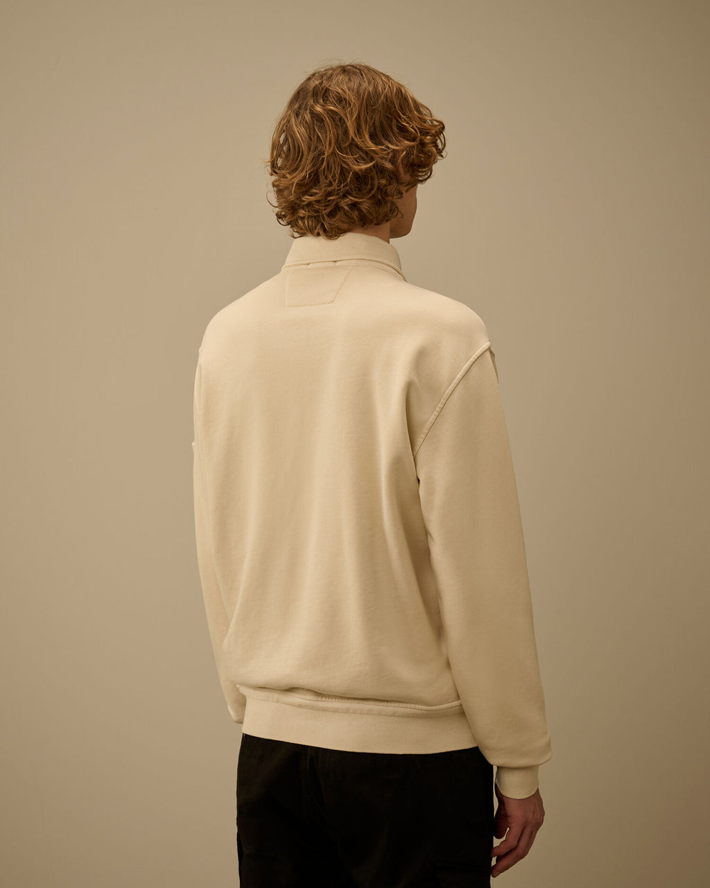 C.P. Company - Sweat zippé avec col Cotton Diagonal Fleece Frozen Dew