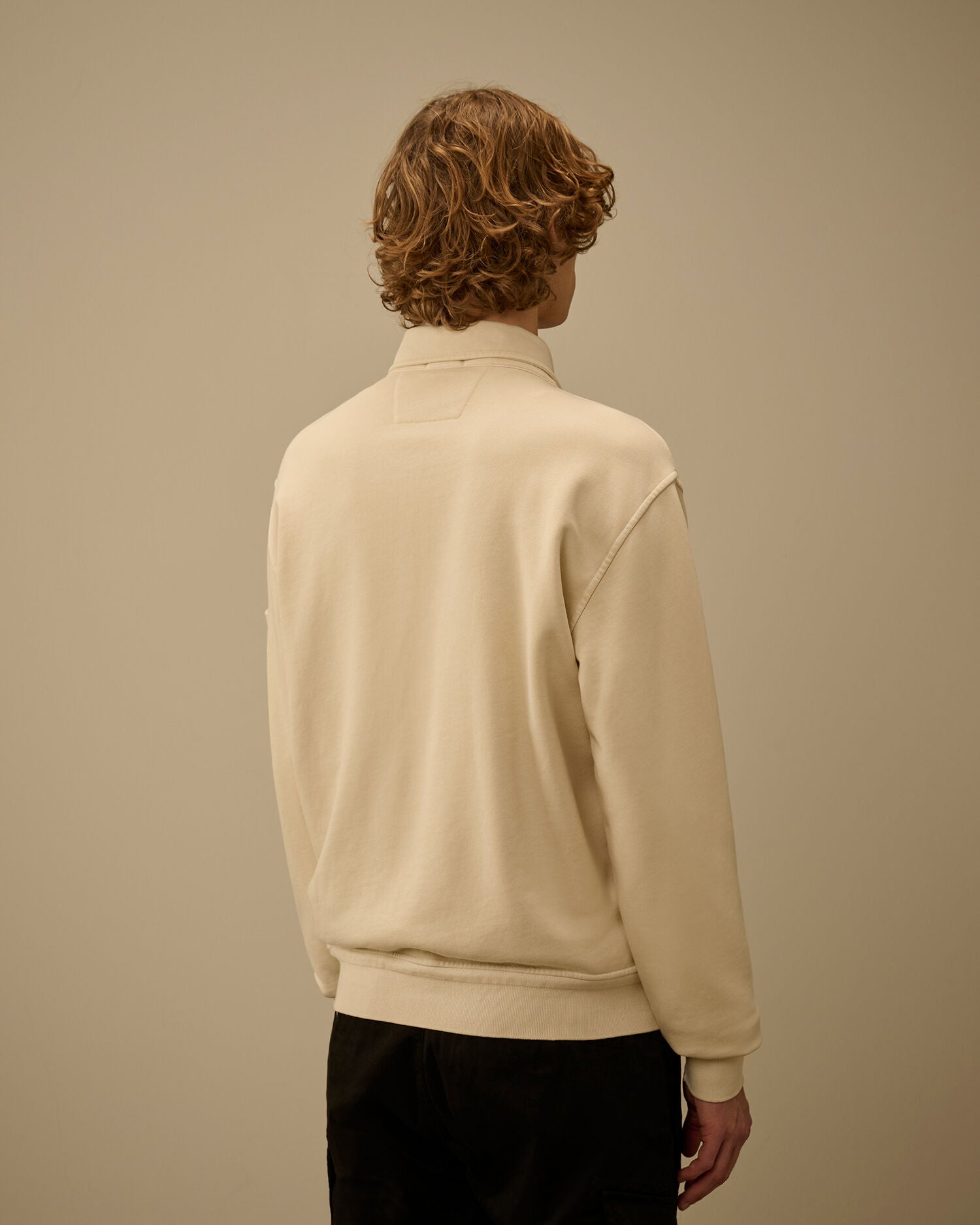 C.P. Company - Sweat zippé avec col Cotton Diagonal Fleece Frozen Dew