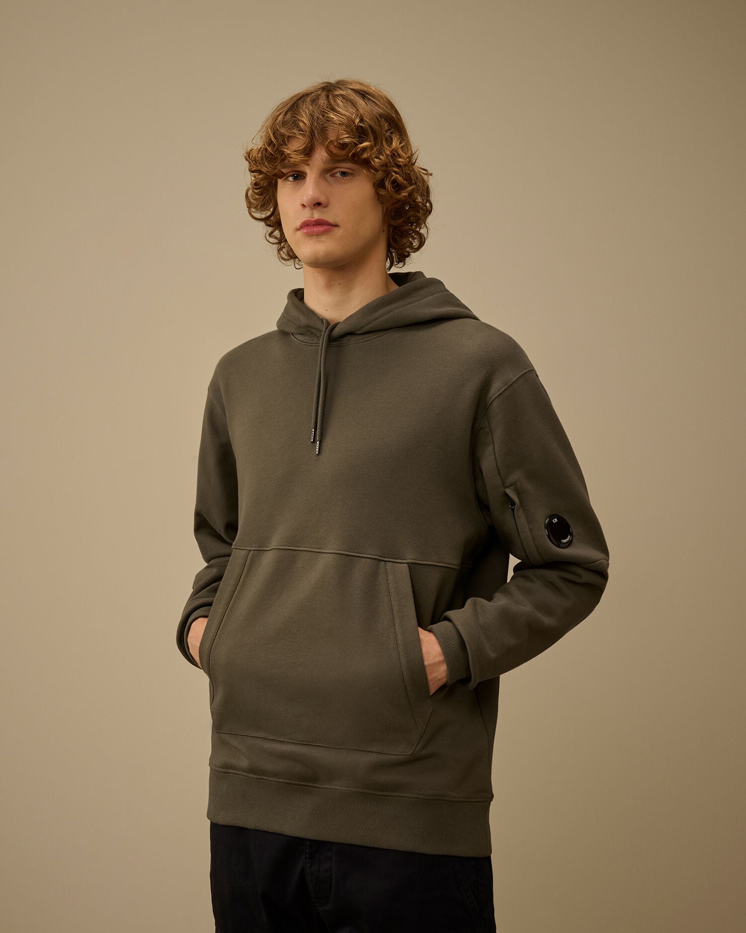 C.P. Company - Sweat Diagonal Raised fleece hooded Gun Metal
