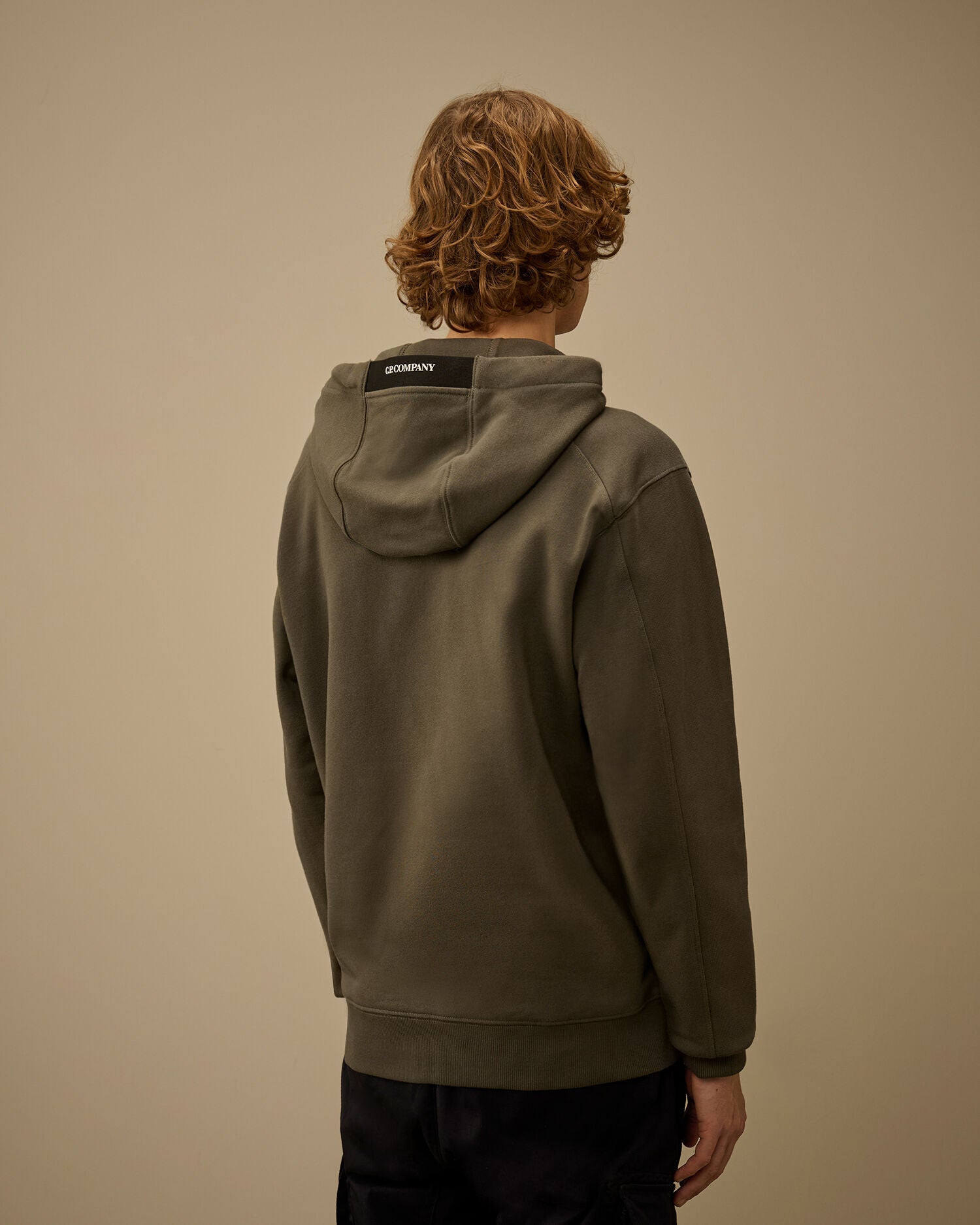 C.P. Company - Sweat Diagonal Raised fleece hooded Gun Metal