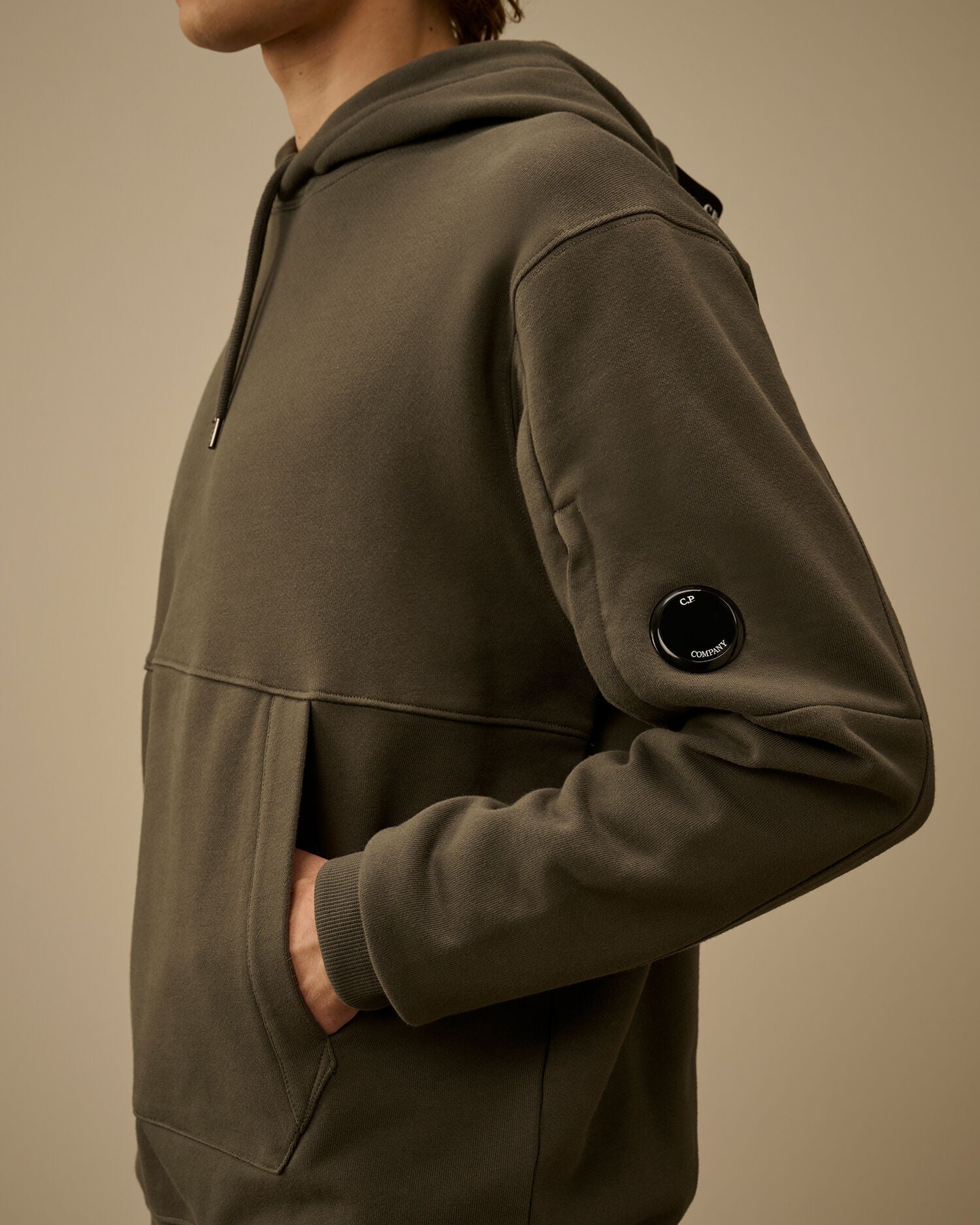 C.P. Company - Sweat Diagonal Raised fleece hooded Gun Metal