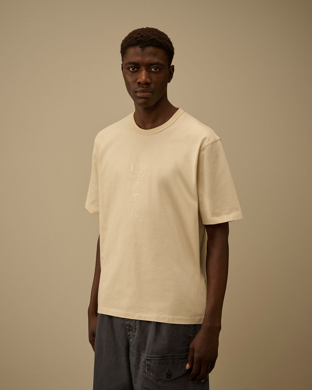 C.P. Company - T-shirt Mercerized Jersey 30/2 Twisted Logo Frozen Dew