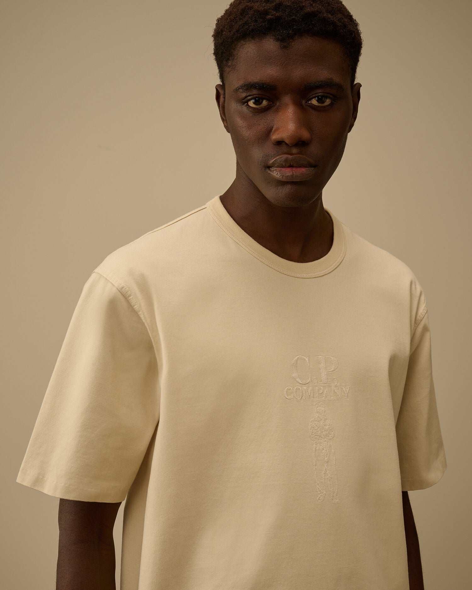 C.P. Company - T-shirt Mercerized Jersey 30/2 Twisted Logo Frozen Dew