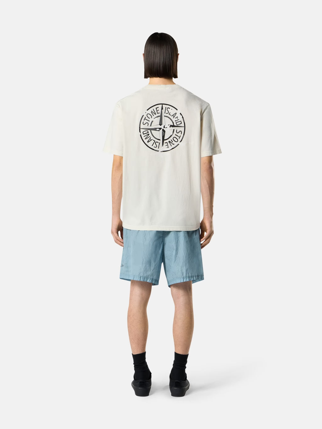 Stone Island - 2100001 T-shirt coupe regular avec imprimé Camo Compass Ivoire