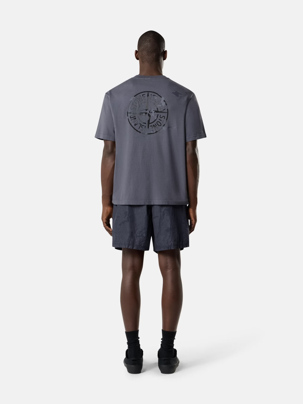 Stone Island - 2100001 T-shirt coupe regular avec imprimé Camo Compass Bleu Gris