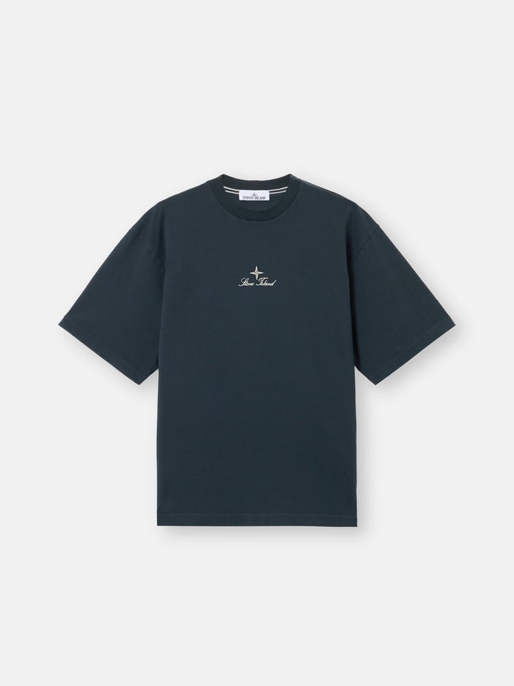 Stone Island - 2200021 T-shirt Multiaxial Sashiko Combed organic Bleu Marine