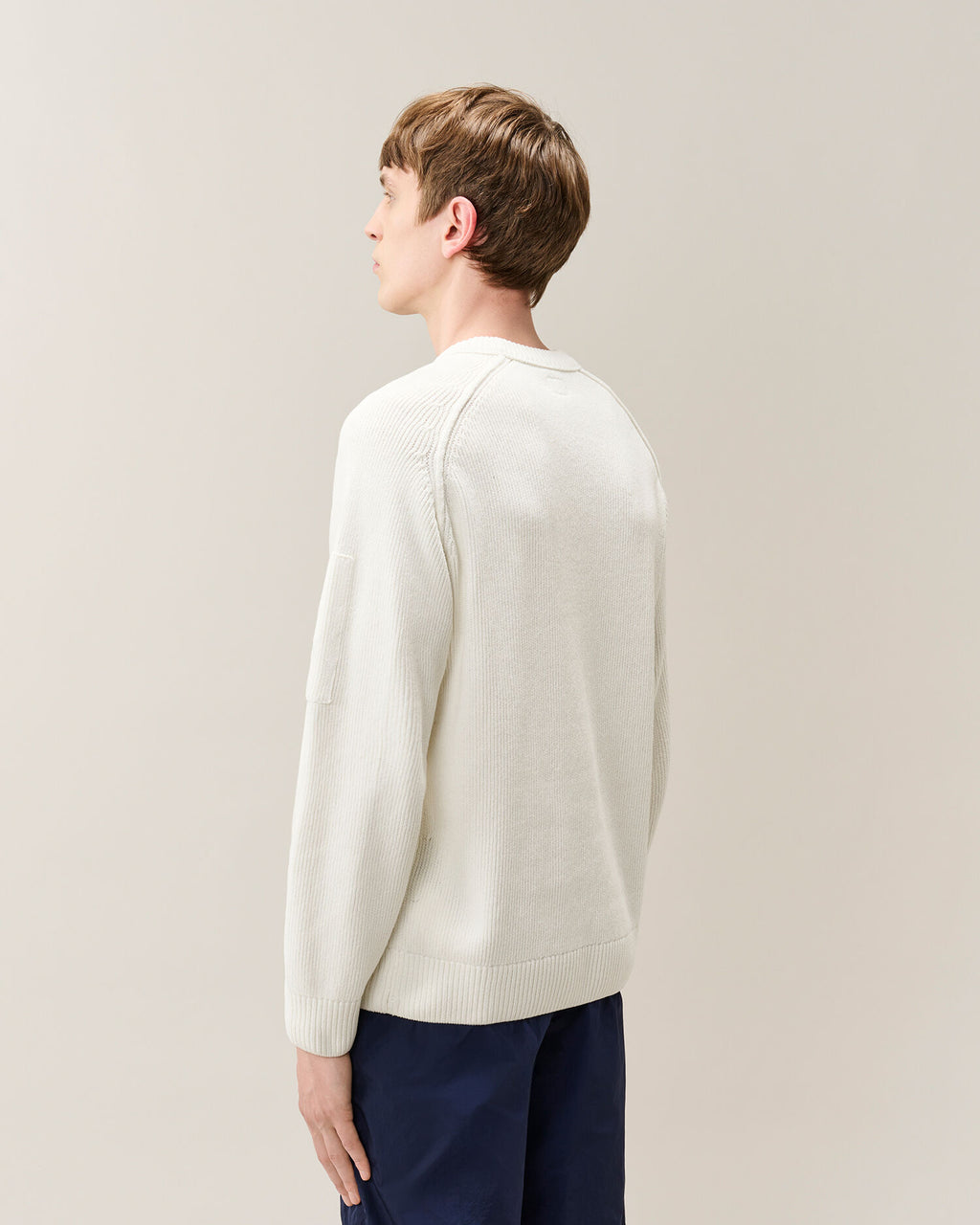 C.P. Company - Pull Chenille Coton Crewneck Gauze White
