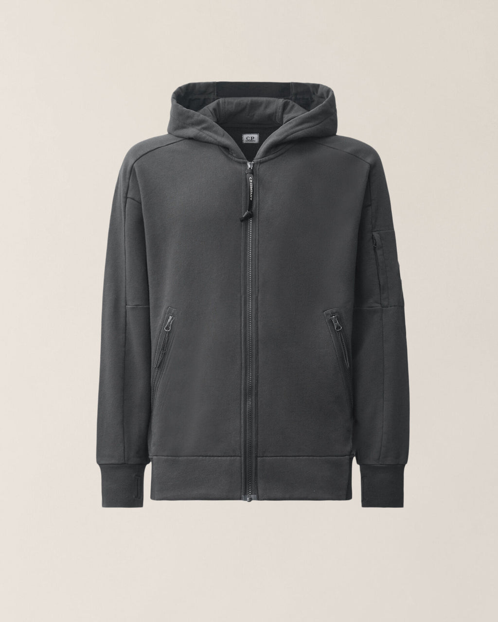 C.P. Company - Sweat zippé Diagonal Hooded Lens Raven/Grey