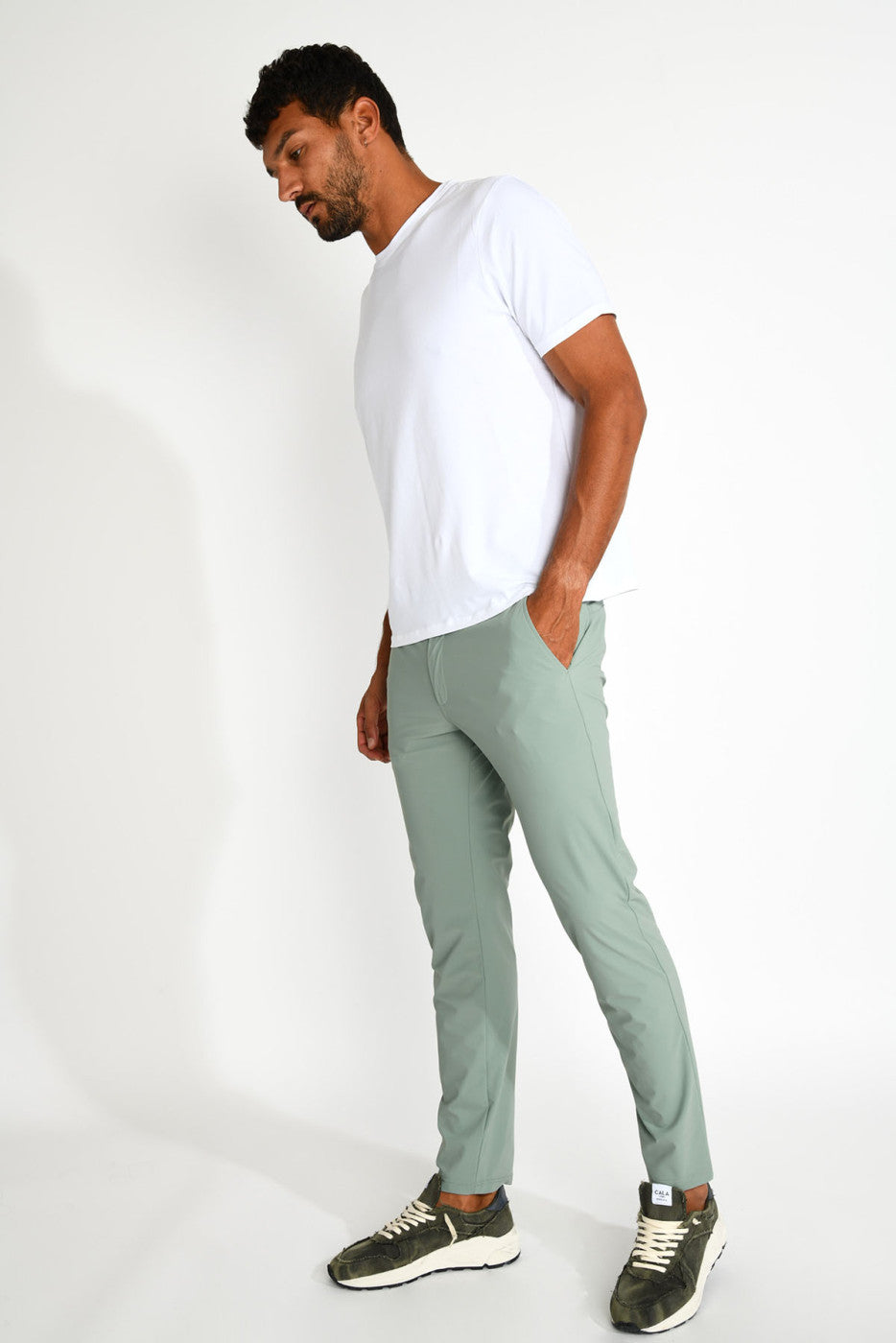 CALA - Pantalon Serge Lescala Vert Mousse
