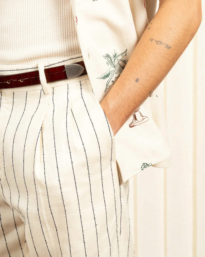 Drôle de Monsieur - Le Pantalon Golfeur Rayures Ecru