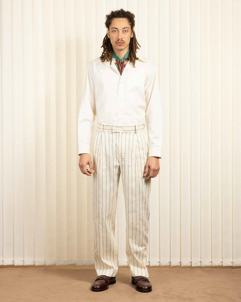 Drôle de Monsieur - Le Pantalon Golfeur Rayures Ecru