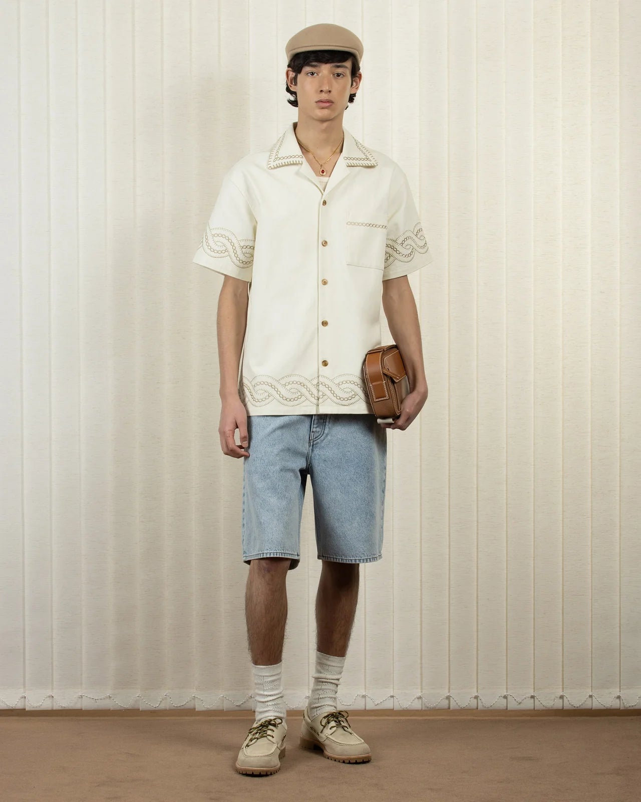 Drôle de Monsieur - La Chemise Brodée Tresses Crème