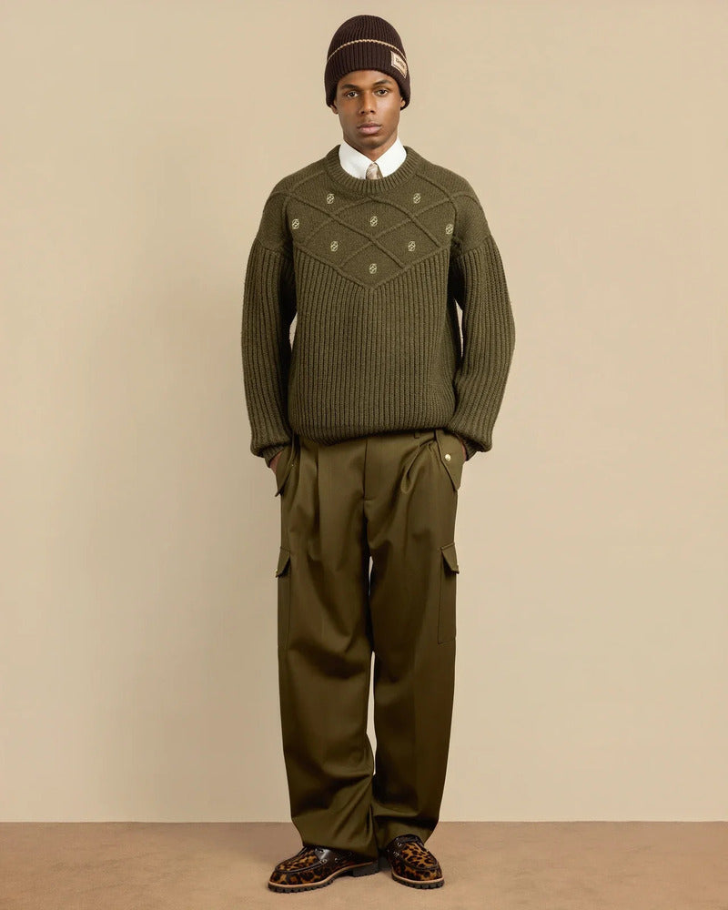 Drôle de Monsieur - Pull La Maille Monogramme kaki