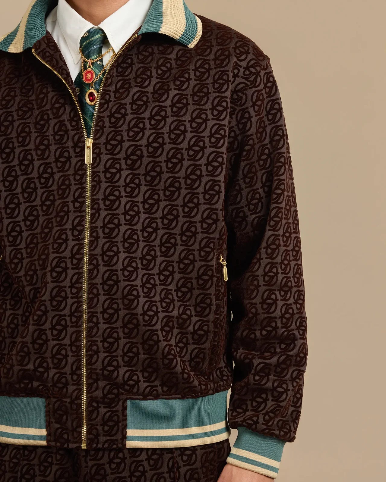 Drôle de Monsieur - La Veste de Survêtement Monogramme Dark Brown