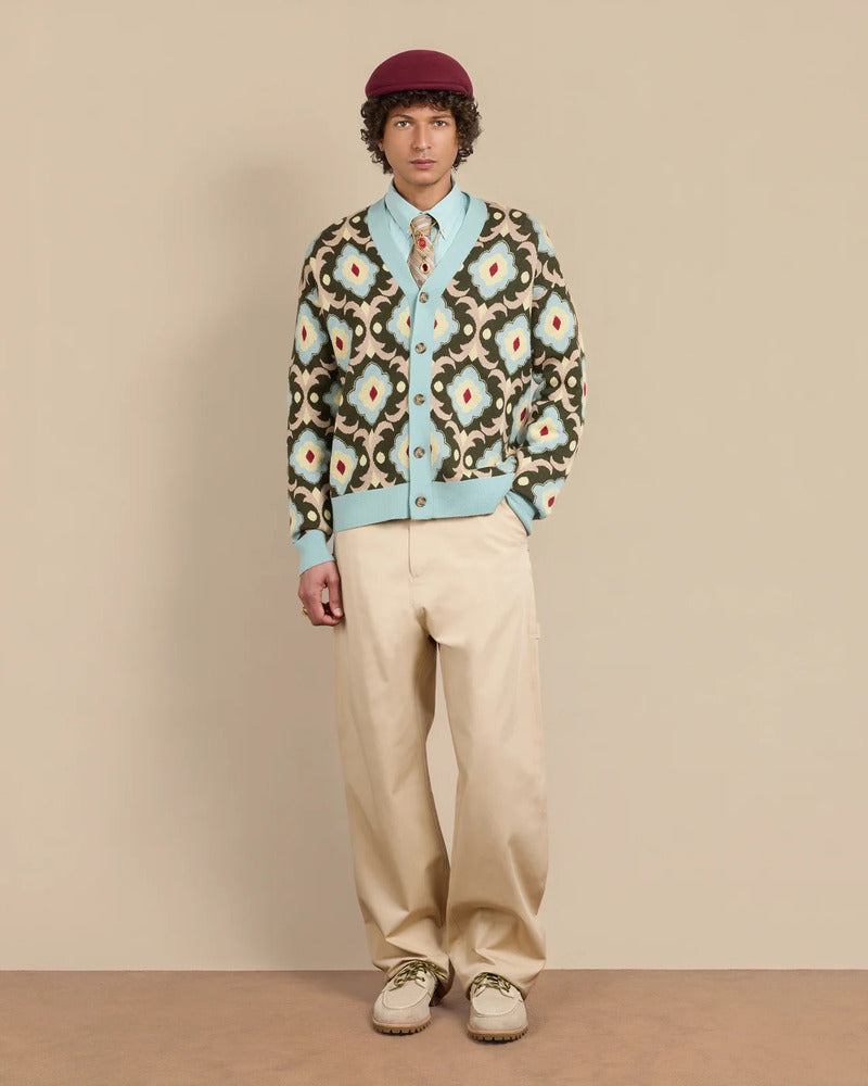 Drôle de Monsieur - Cardigan La Maille Tapisserie Kaki