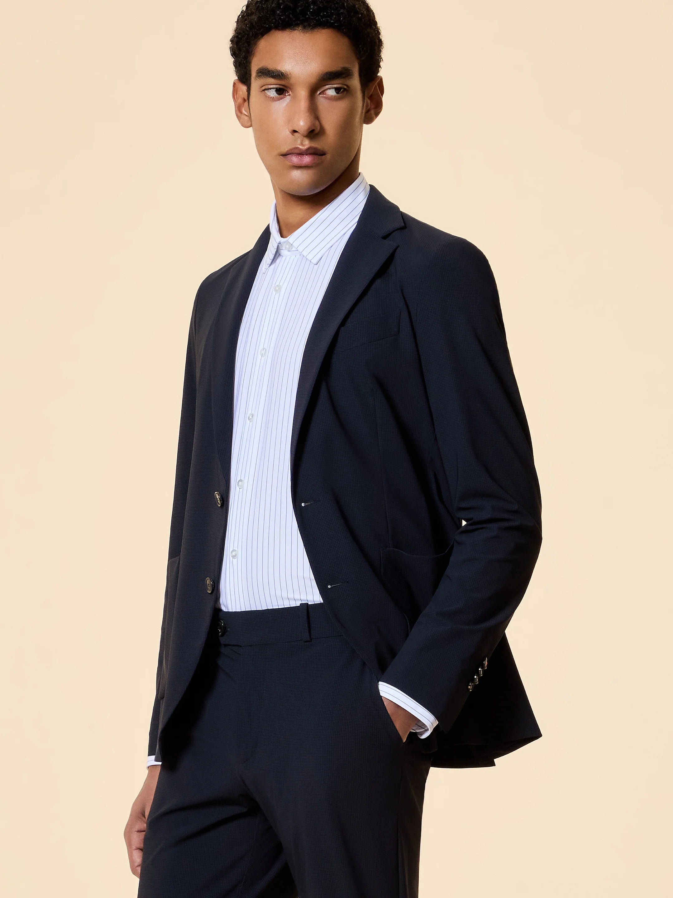 RRD - Blazer Surflex micro pied de poule Marine Blue