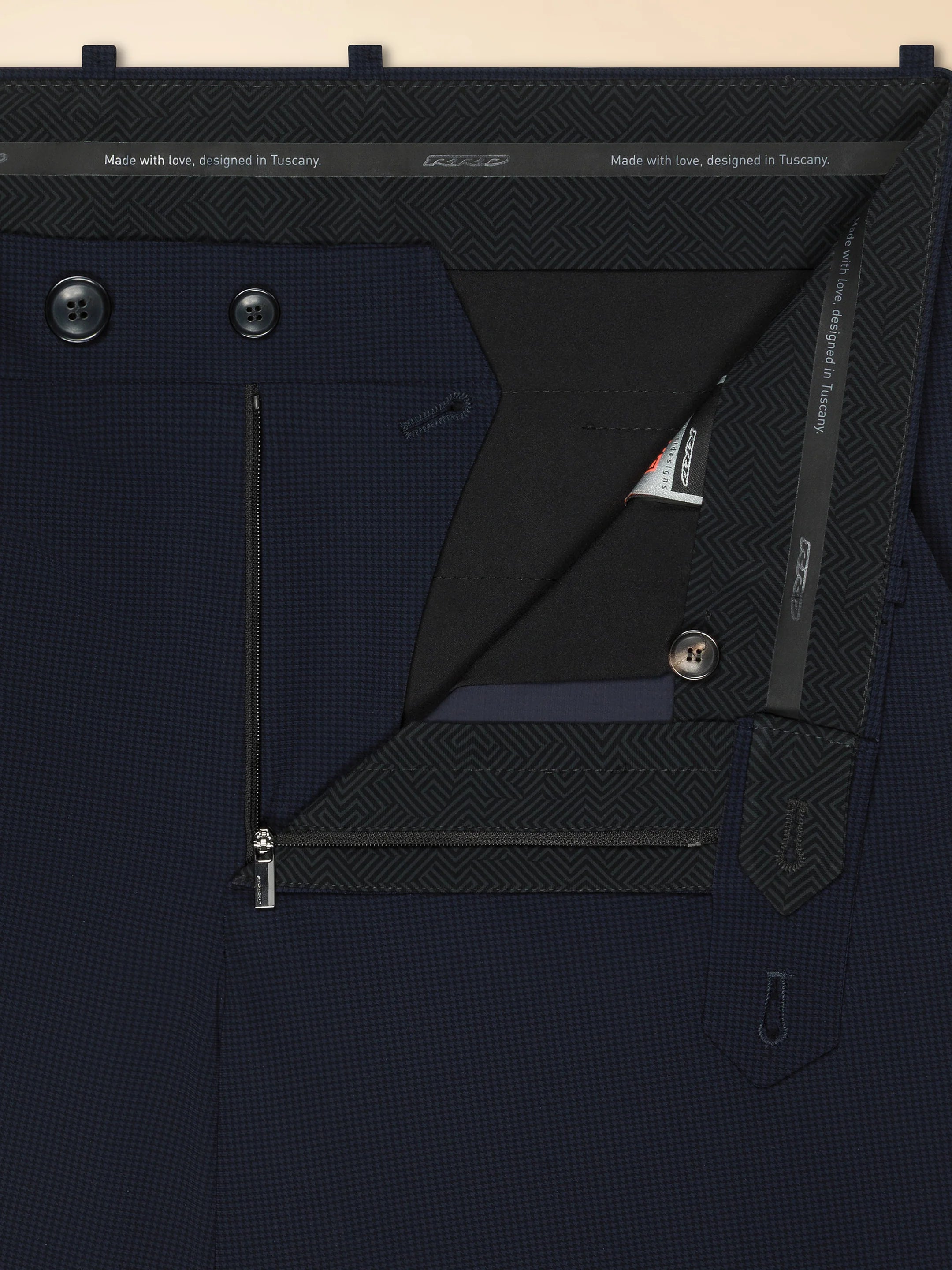 RRD - Chino Micro Surflex Pied de poule Marine Blue