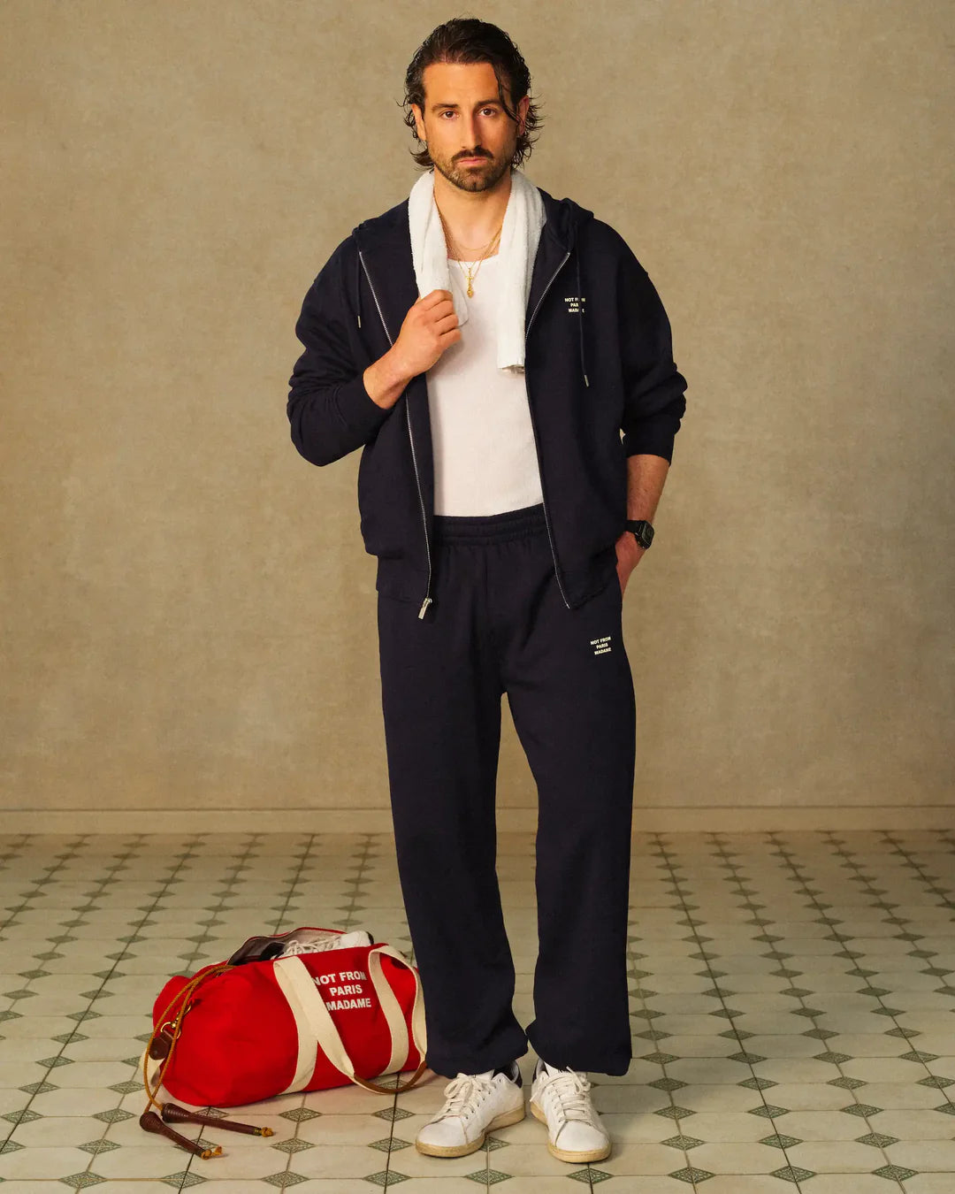 Drôle de Monsieur - Sweatshirt Zippé Slogan Bleu Marine