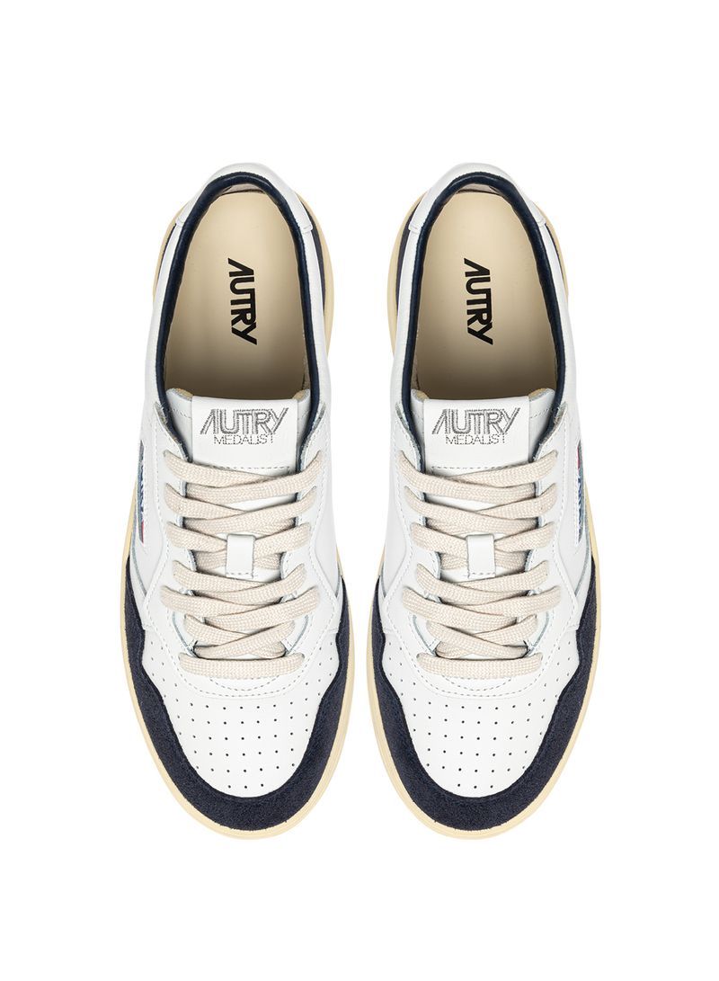 AUTRY - Basket Medalist Low Soft Leather/Suede White/Ocean