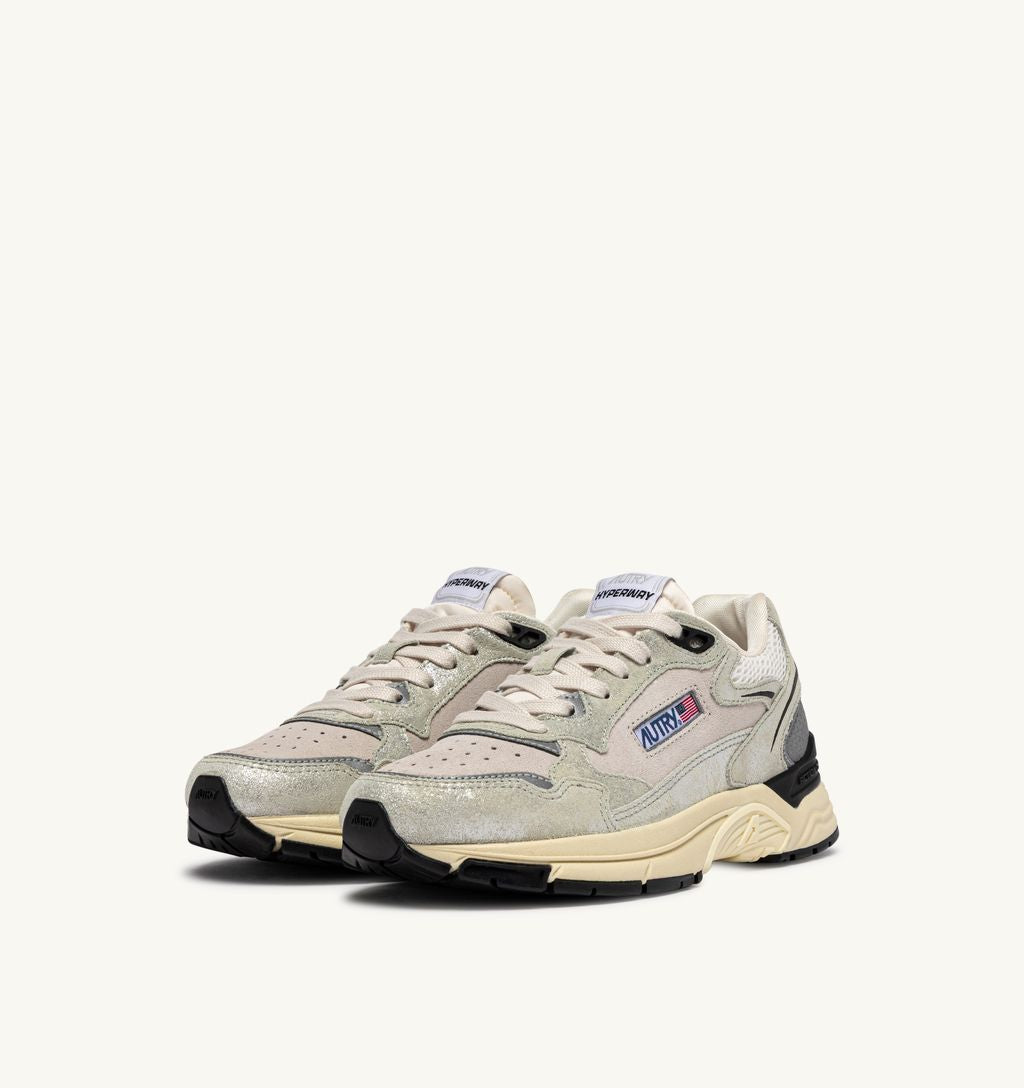 AUTRY - Basket Hyperway Laminé Suede White/silver