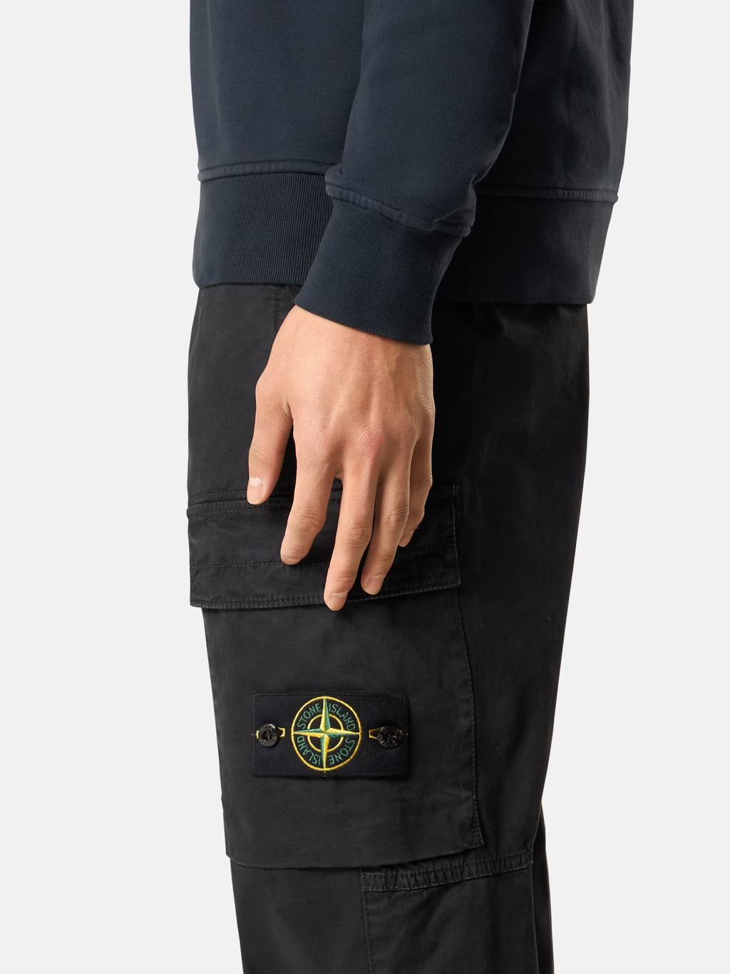 Stone Island - 3100051 Pantalon Cargo organic coton STRETCH BROKEN TWILL 'OLD' EFFECT Black