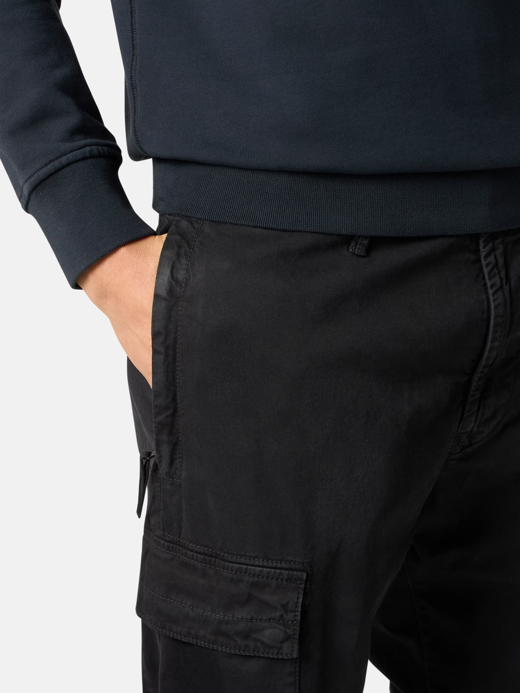Stone Island - 3100051 Pantalon Cargo organic coton STRETCH BROKEN TWILL 'OLD' EFFECT Black