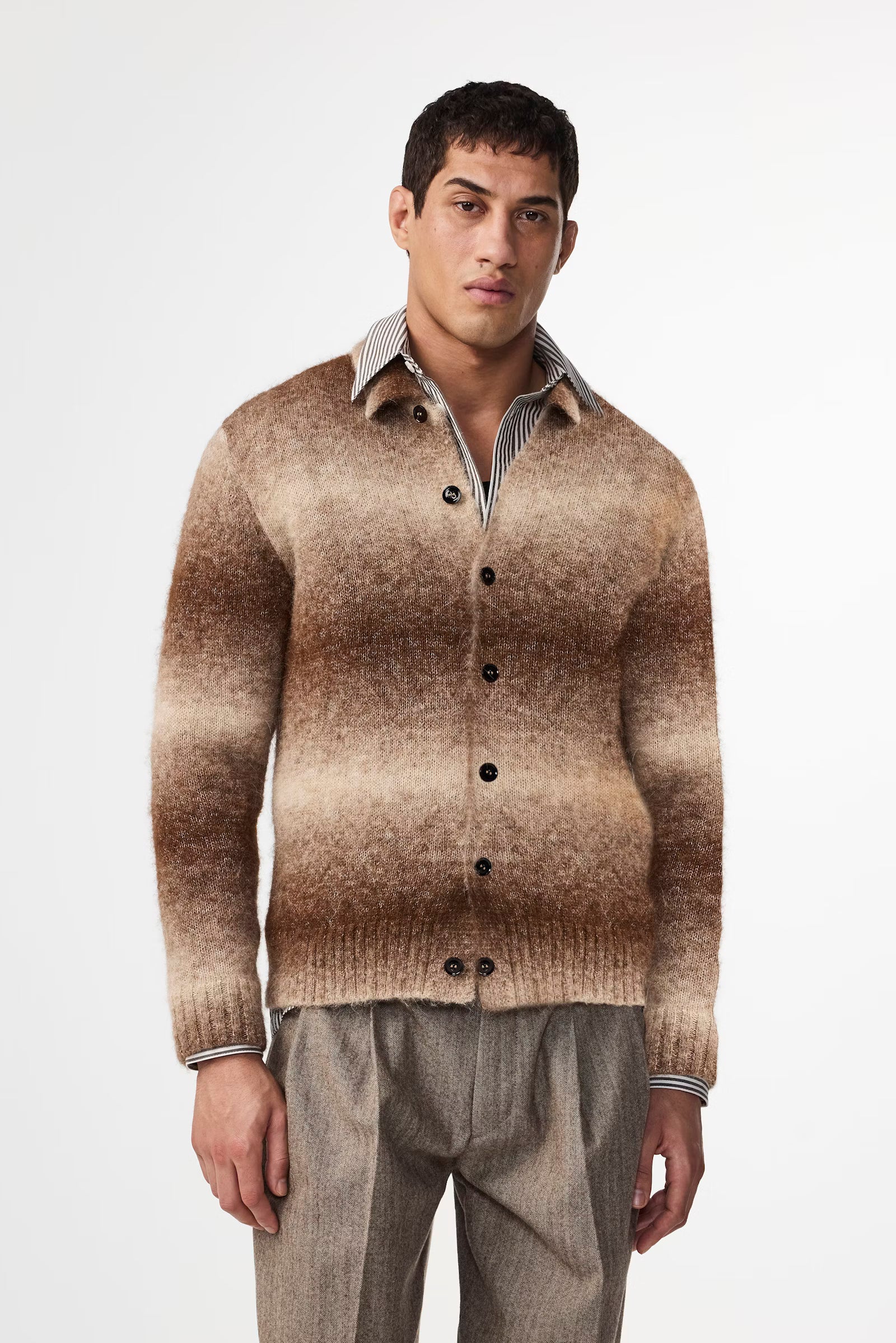 NN07 - Aflie 6656 Alpaga blend Cardigan Camel Stripe