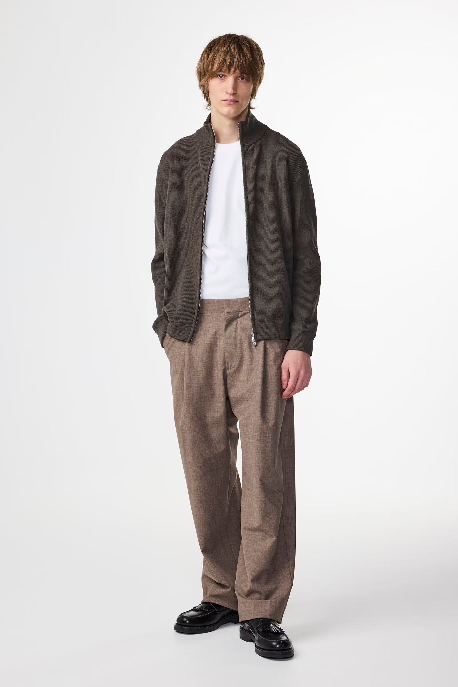 NN07 - Danny 6429 Full Zip Sweat Dark Army