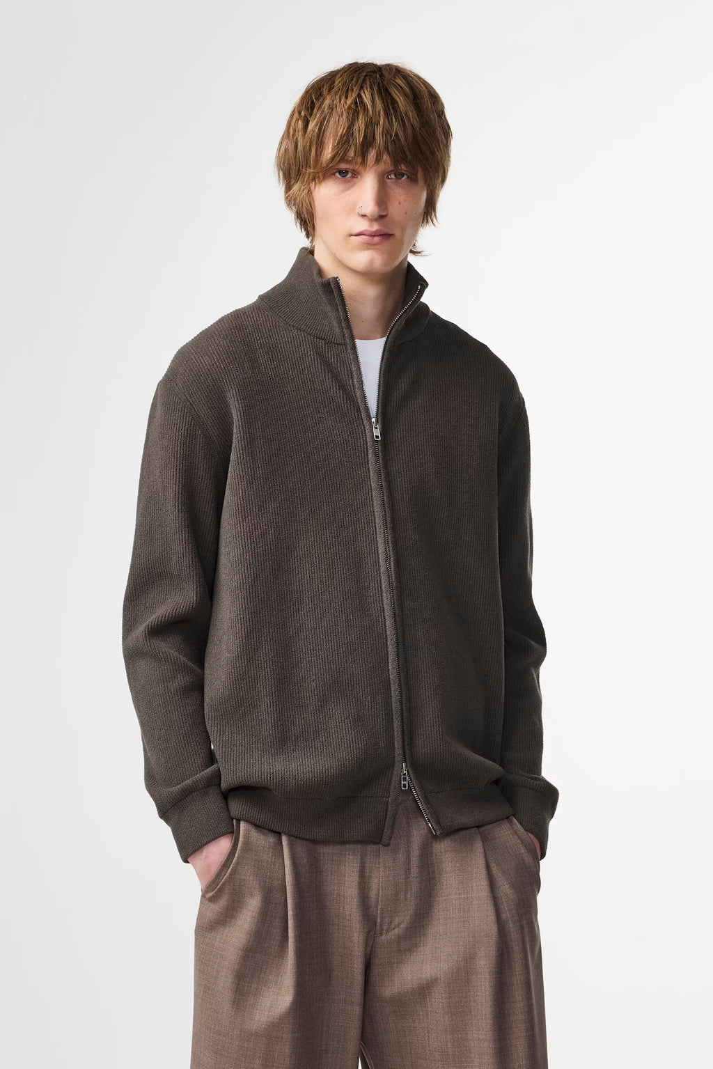 NN07 - Danny 6429 Full Zip Sweat Dark Army