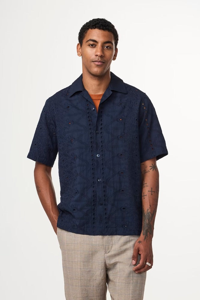NN07 - Chemise Julio 5392 embroidery Navy BLue