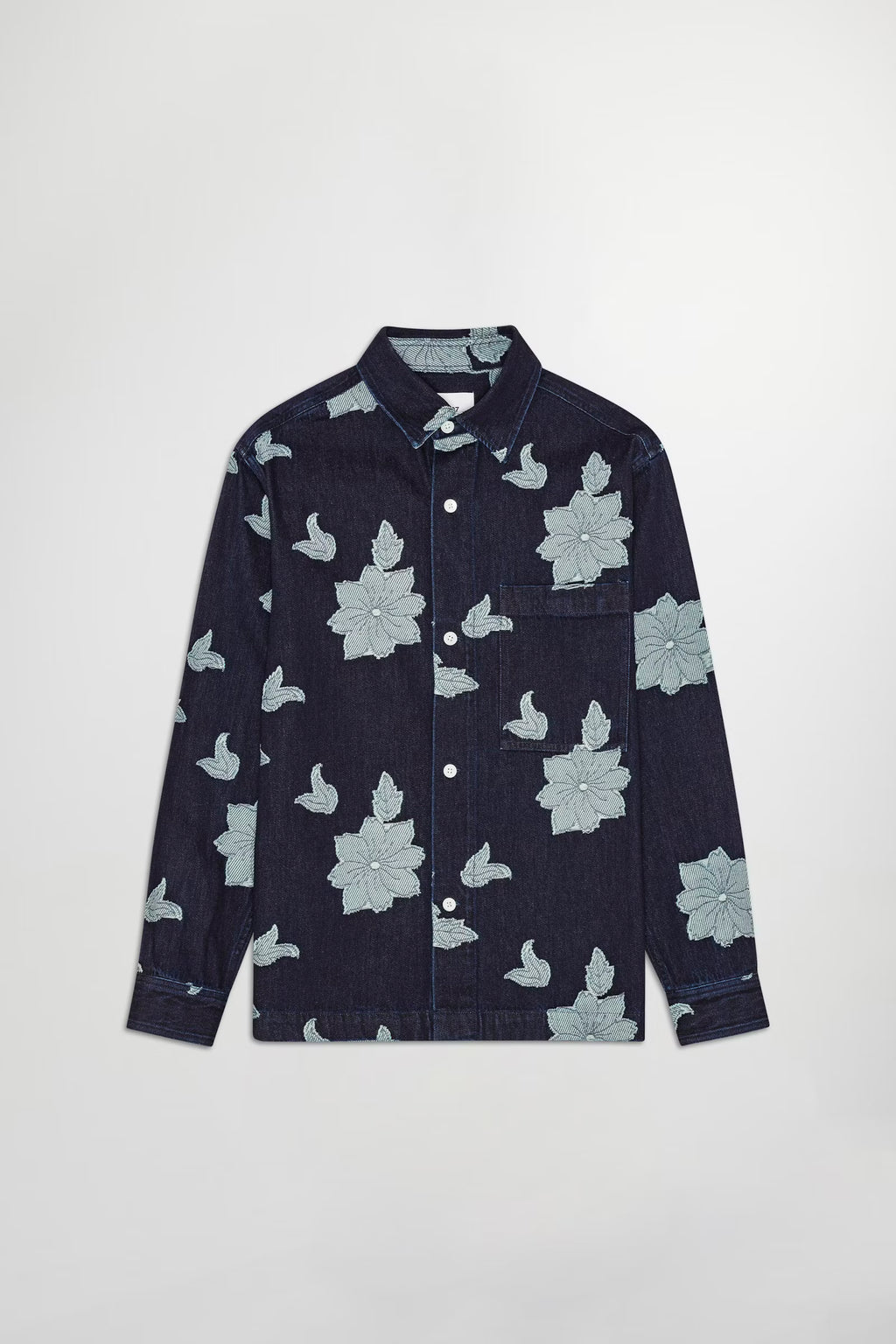 NN07 - Adwin 50018 Chemise Fil-coupé Jacquard Blue Denim