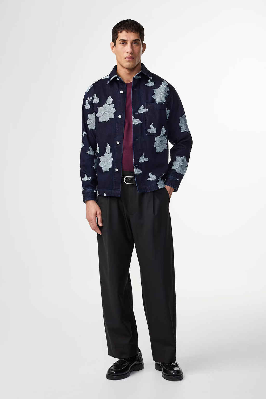 NN07 - Adwin 50018 Chemise Fil-coupé Jacquard Blue Denim