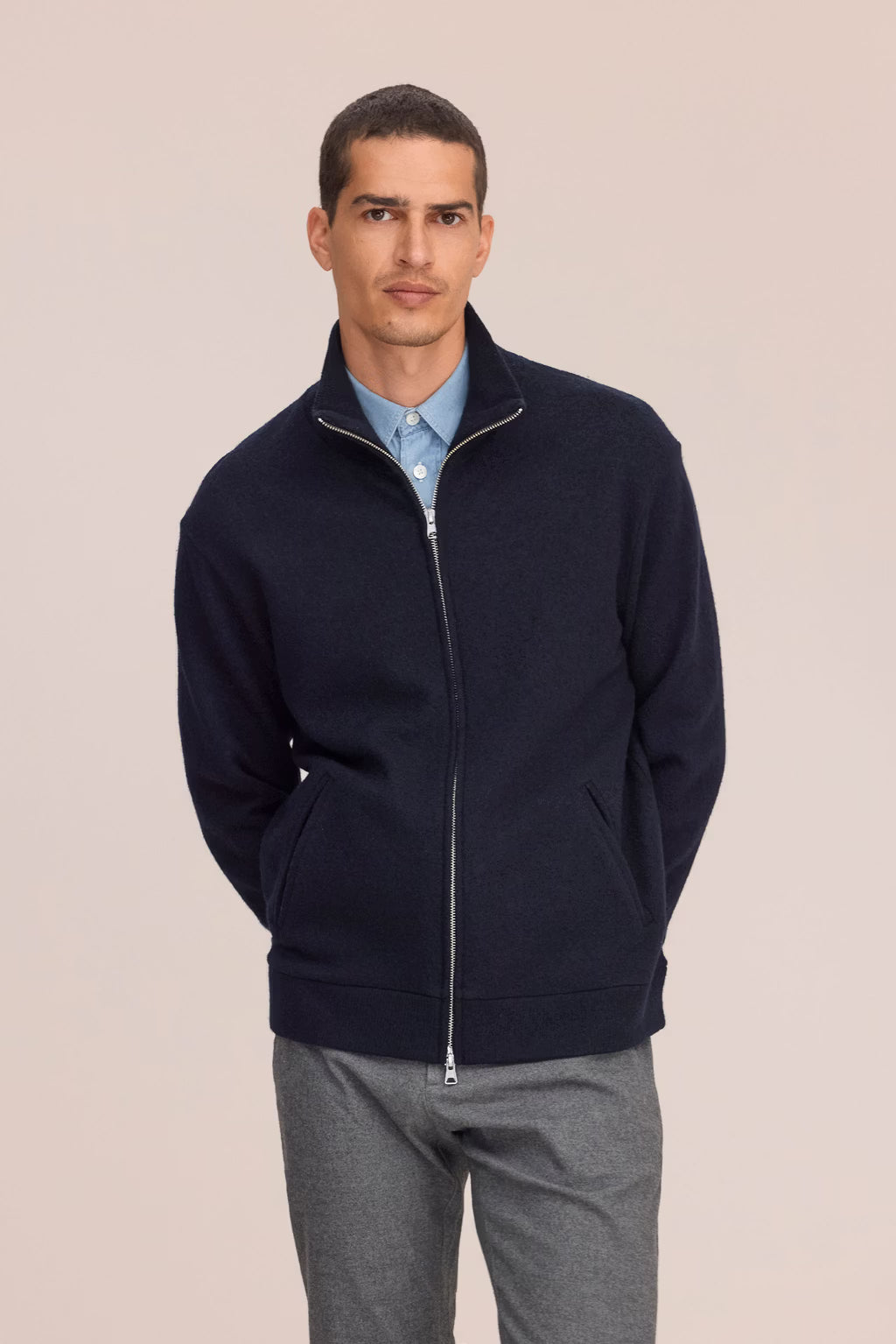 NN07 - Veste Boiled Full Zip 6398 Navy Blue