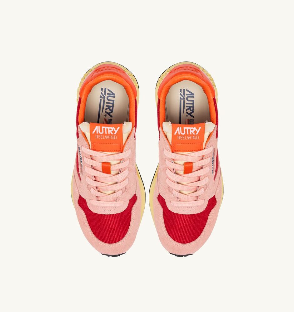 AUTRY - Basket Reelwind en Daim et Mesh Blosson et Molten Lava