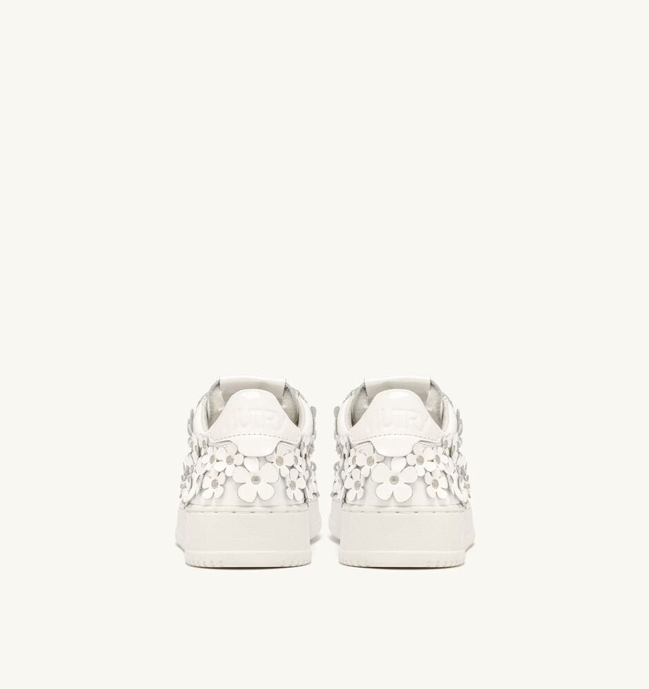 AUTRY - Basket Medalist Blooming en Cuir Verni Blanc