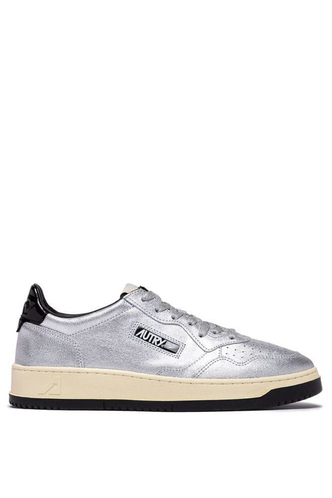 AUTRY - Basket Medalist Low en Cuir Argent et Noir
