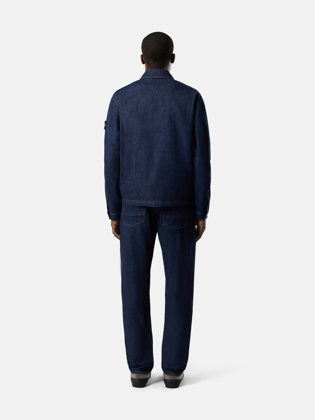 Stone Island - 4100006 Veste Coach Boutonnée Indigo Denim Bleu Rincé