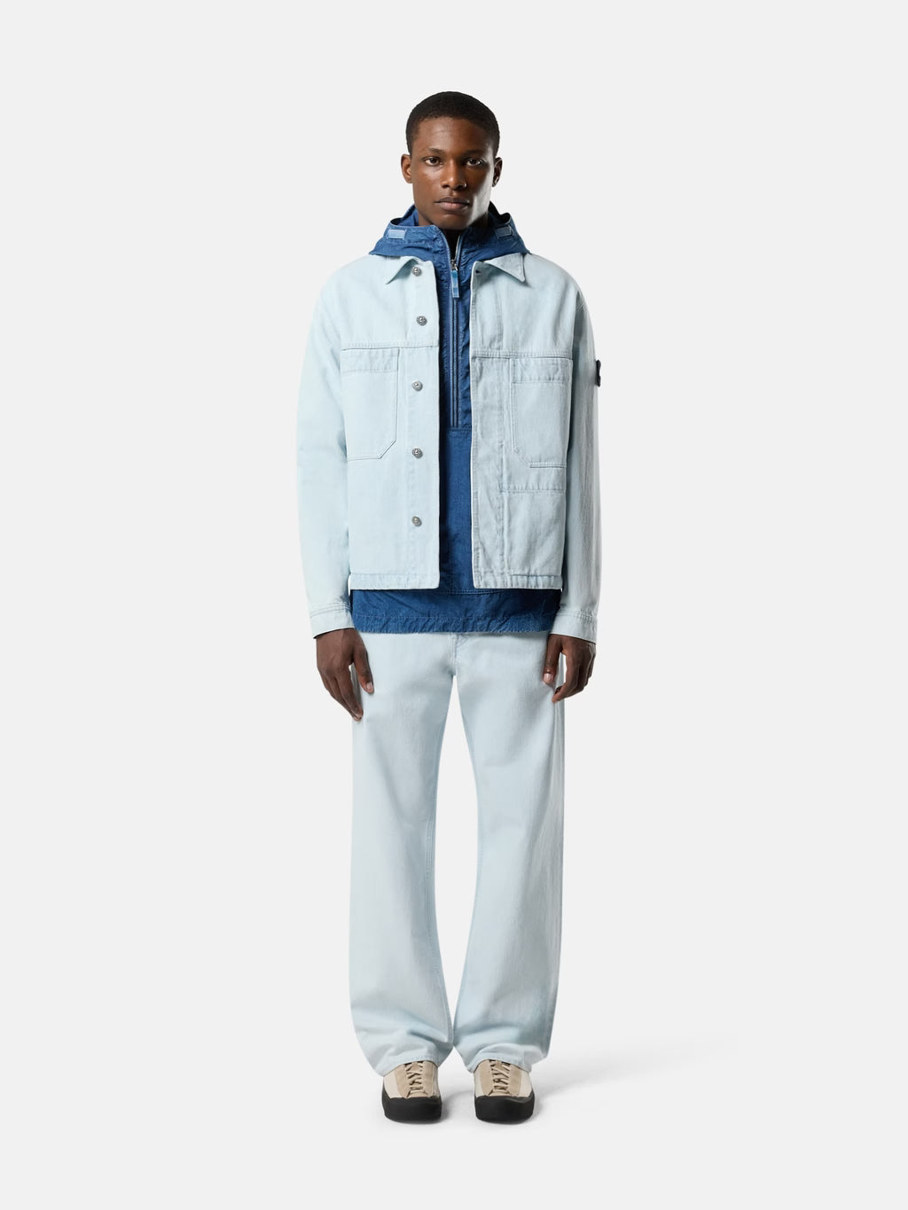 Stone Island - 4100006 Veste Coach à poches Bleu Extra Bleache