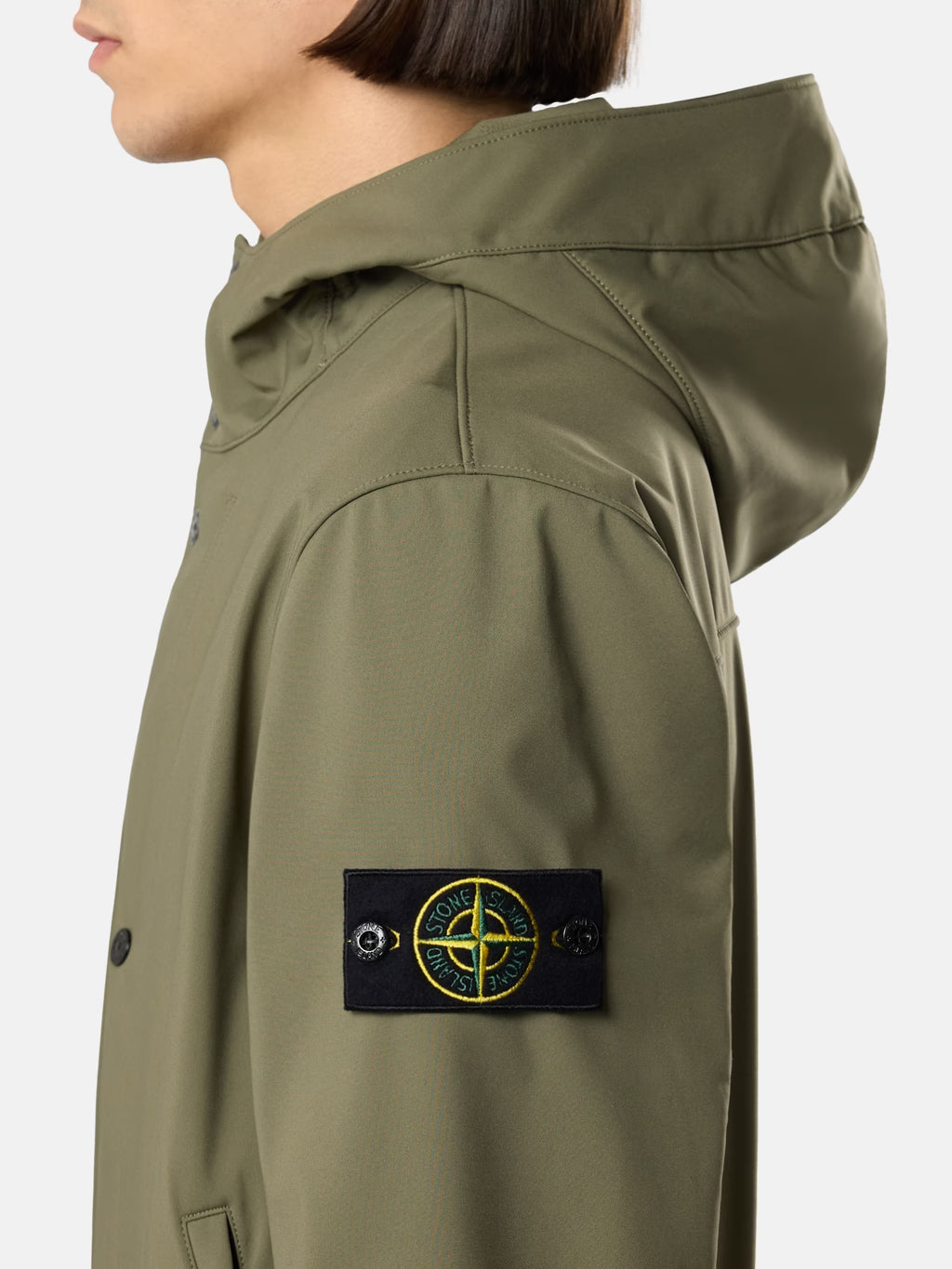Stone Island - 4100118 Veste à capuche Soft Shell Vert Militaire