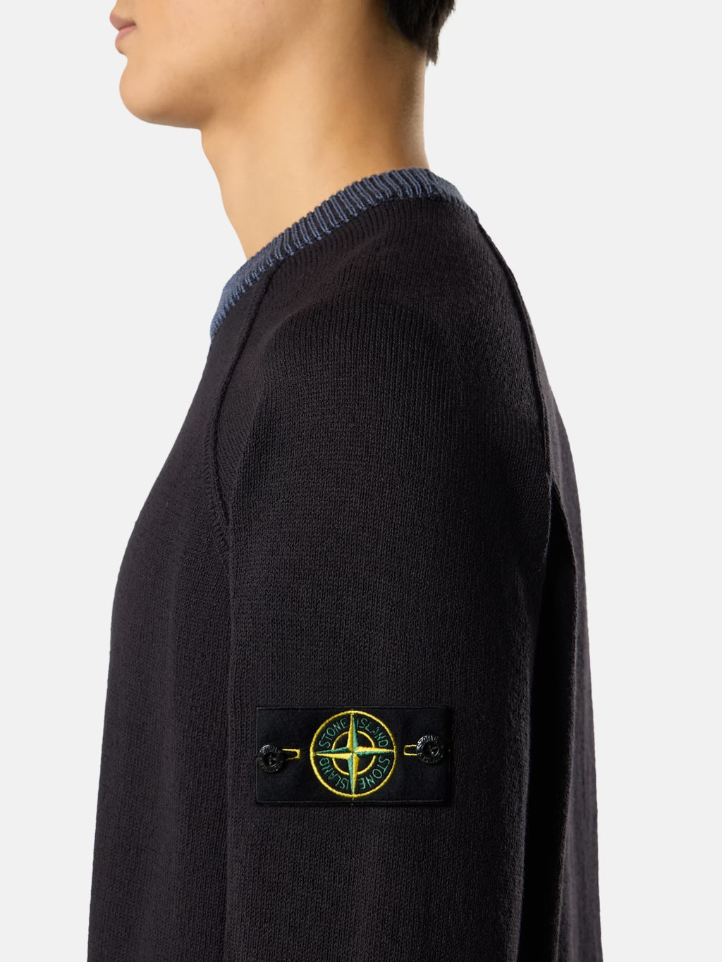 Stone Island - 5100013 Pull Ras de cou ample Bleu Marine