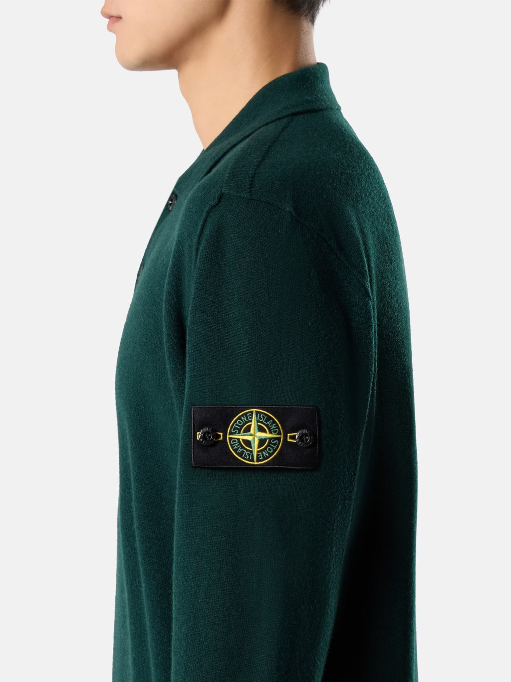 Stone Island - 5100018  Polo Couple Ample Laine Vert Foncé