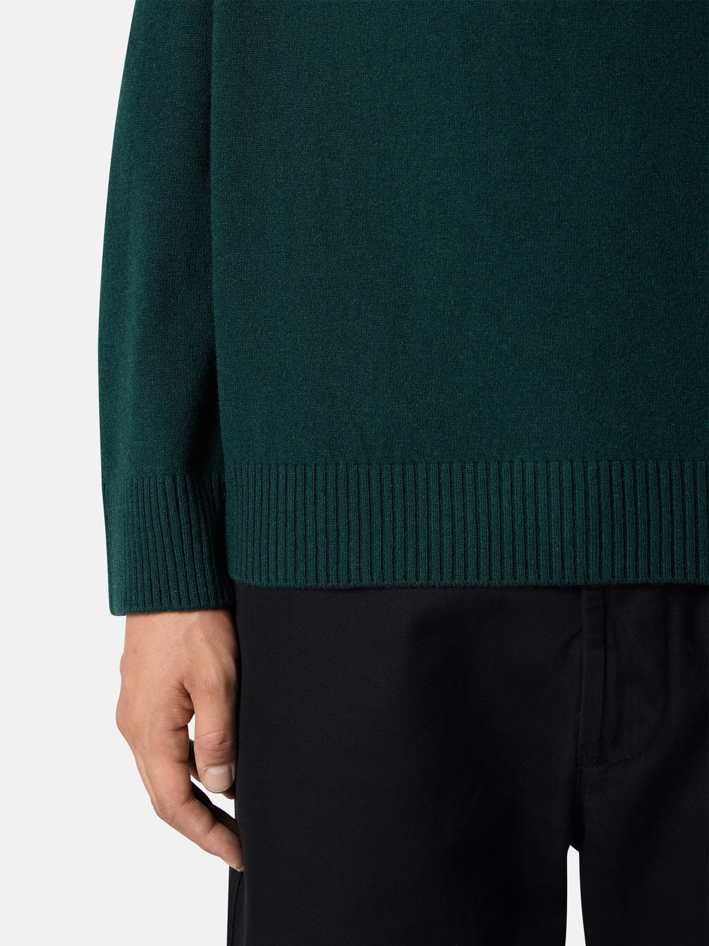 Stone Island - 5100018  Polo Couple Ample Laine Vert Foncé