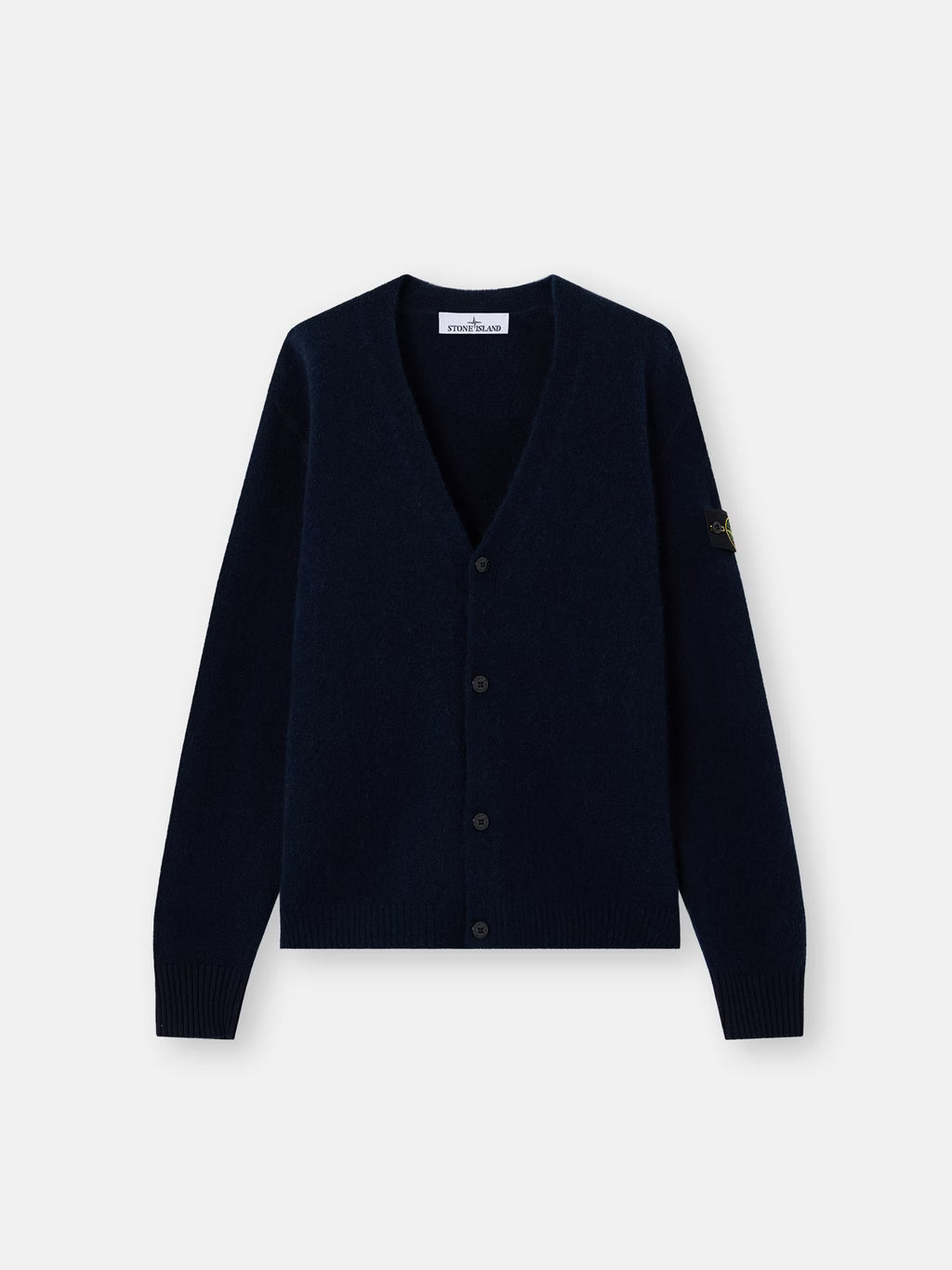 Stone Island - 5100046 Cardigan Col V Couple Ample Baby Alpaga Bleu Mélangé