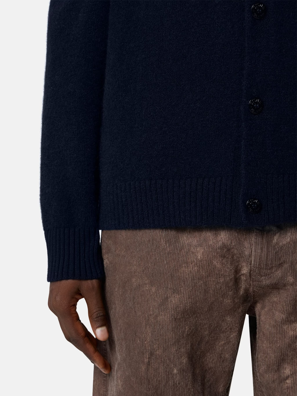 Stone Island - 5100046 Cardigan Col V Couple Ample Baby Alpaga Bleu Mélangé