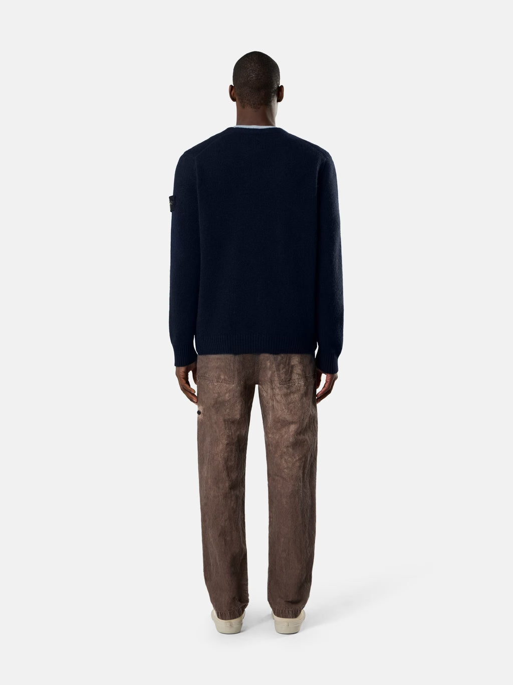 Stone Island - 5100046 Cardigan Col V Couple Ample Baby Alpaga Bleu Mélangé