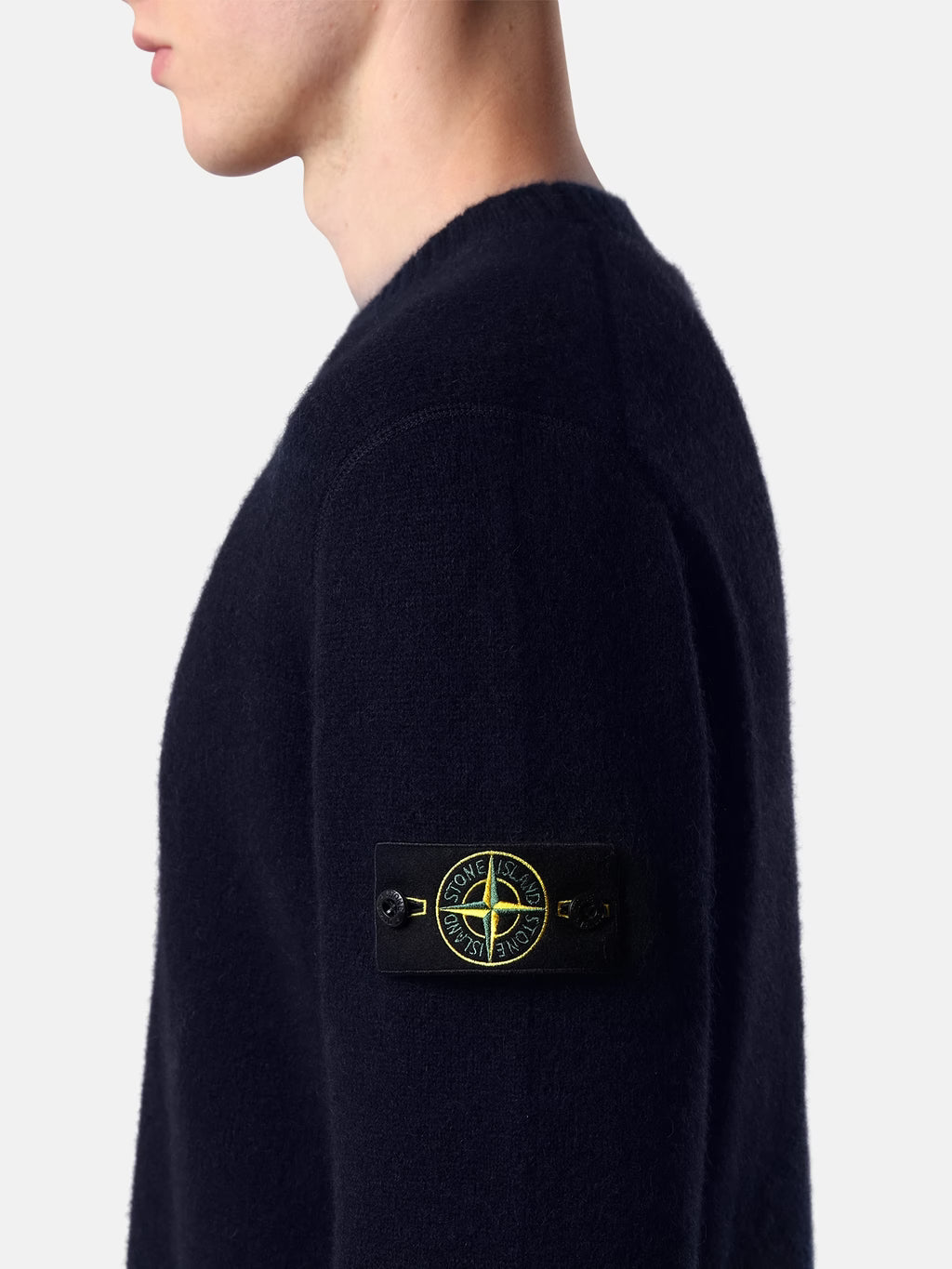 Stone Island - Pull coupe Ample Baby Alpaga Bleu Mélangé