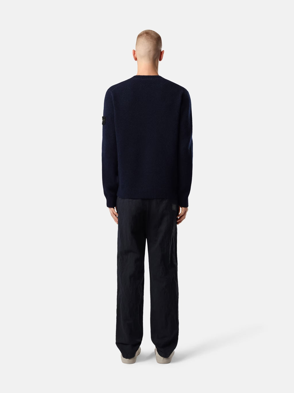 Stone Island - Pull coupe Ample Baby Alpaga Bleu Mélangé