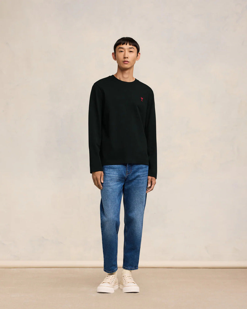 AMI -T-Shirt manches longues Ami de coeur noir